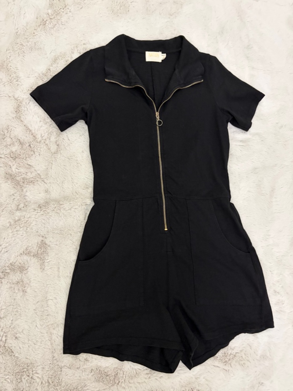 Nation LTD Lex Romper Black Zip Front Collared Short Sleeve Utility Playsuit S - Picture 3 of 12